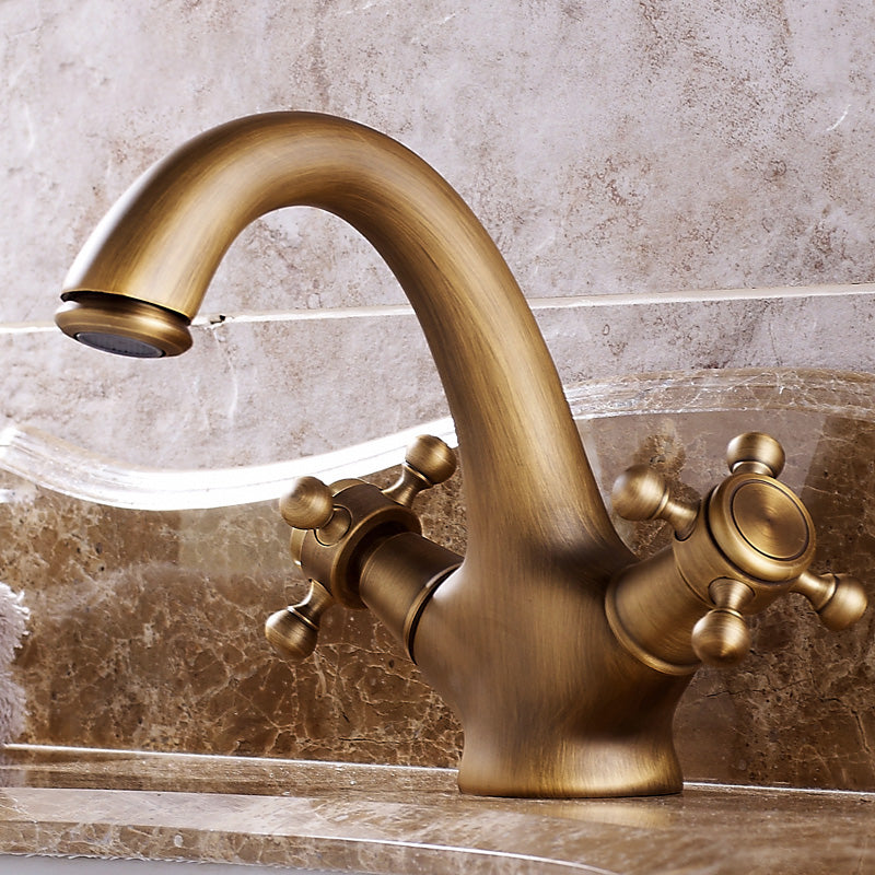 Glam Style Copper Tub Faucet Low Arc Deck Mounted Tub Faucet Set