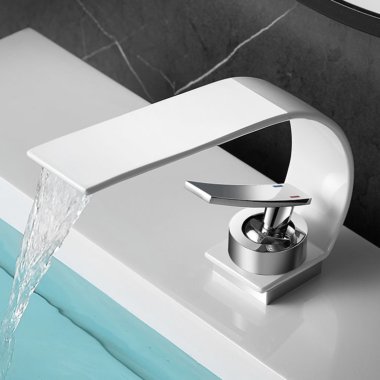 Bathroom faucet brass waterfall spout lever handle basin faucet