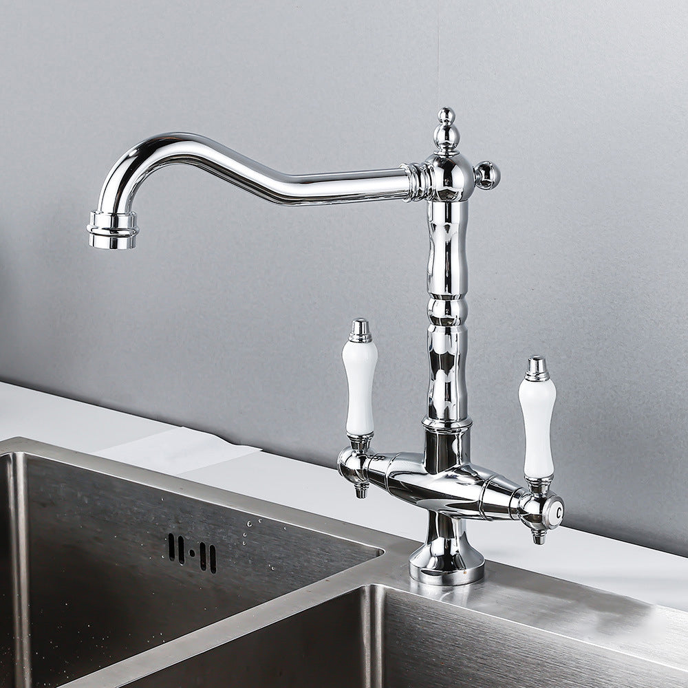 Traditional Kitchen Bar Faucet Double Handle High Arc No Sensor Bar Faucet