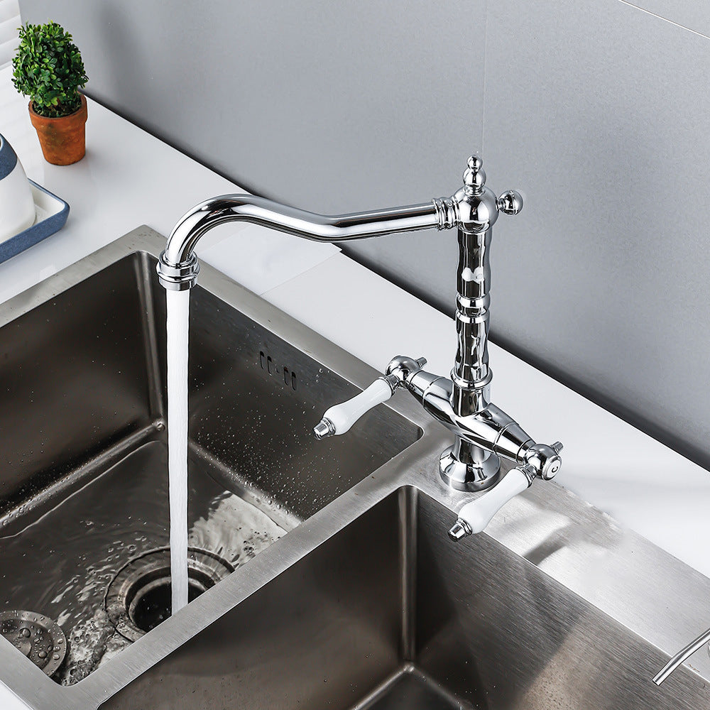 Traditional Kitchen Bar Faucet Double Handle High Arc No Sensor Bar Faucet
