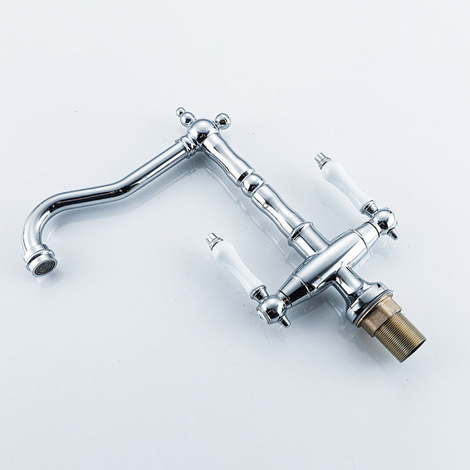 Traditional Kitchen Bar Faucet Double Handle High Arc No Sensor Bar Faucet