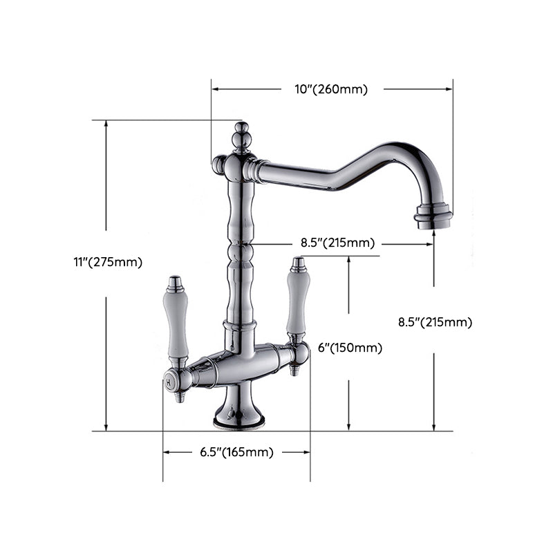 Traditional Kitchen Bar Faucet Double Handle High Arc No Sensor Bar Faucet
