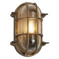 Antique Brass & Ribbed Glass Outdoor Vintage Oval Surface Lights Wall Lamp 248mm