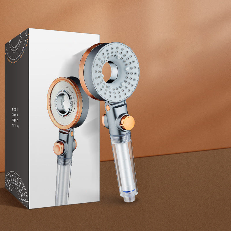 Reversible round shower head 3 spray types adjustable water flow handheld shower