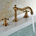 European Style Widespread Sink Mixer Brass 2 Handle Bathroom Vessel Mixer with Hoses