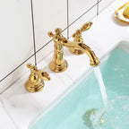 European Style Widespread Sink Mixer Brass 2 Handle Bathroom Vessel Mixer with Hoses