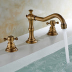 European Style Widespread Sink Mixer Brass 2 Handle Bathroom Vessel Mixer with Hoses