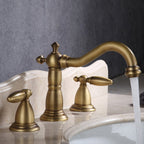European Style Widespread Sink Mixer Brass 2 Handle Bathroom Vessel Mixer with Hoses