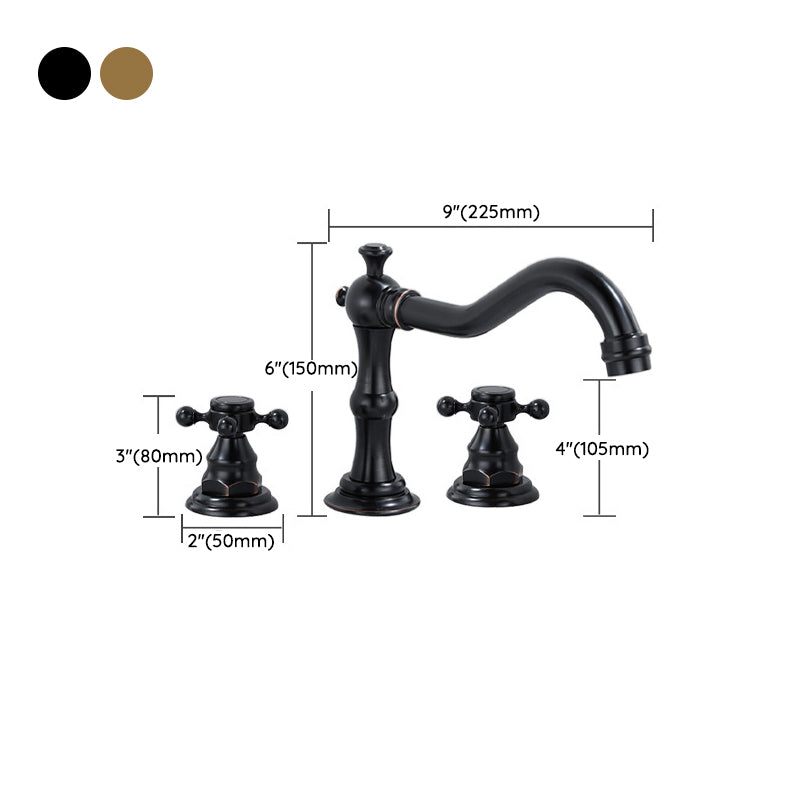 European Style Widespread Sink Mixer Brass 2 Handle Bathroom Vessel Mixer with Hoses
