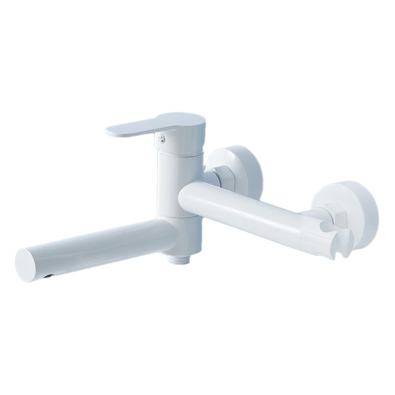 Metal Modern Bathroom Faucet White Single Handle Bathtub Fill Valve Trim