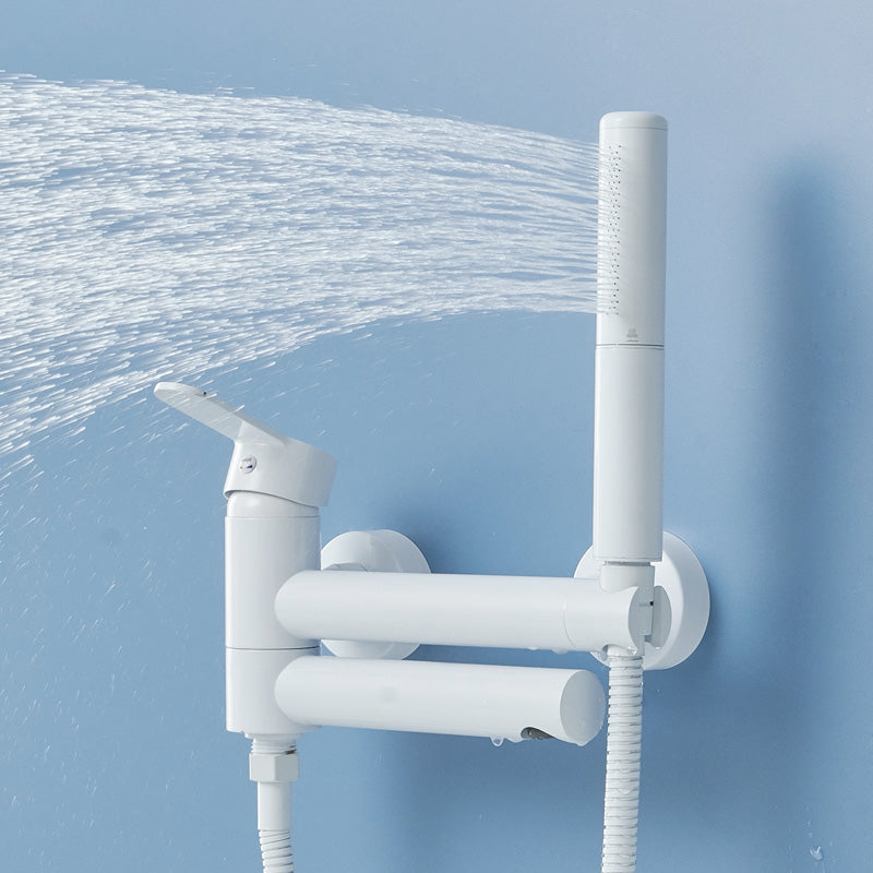 Metal Modern Bathroom Faucet White Single Handle Bathtub Fill Valve Trim