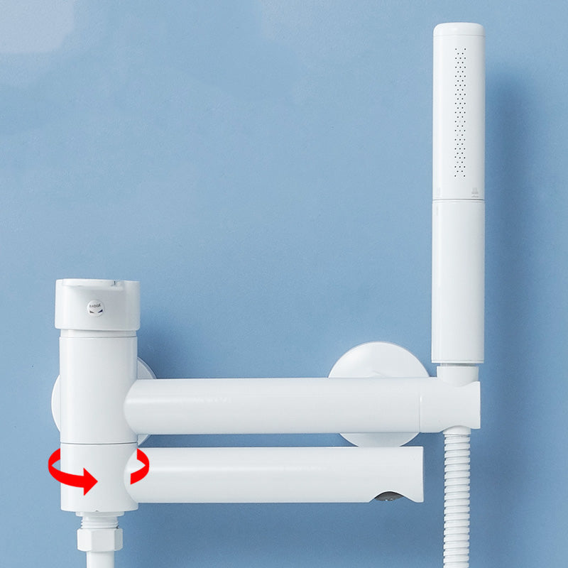 Metal Modern Bathroom Faucet White Single Handle Bathtub Fill Valve Trim