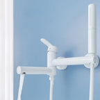 Metal Modern Bathroom Faucet White Single Handle Bathtub Fill Valve Trim