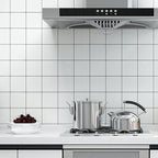 White Peel & Stick Tile Mirror Plastic Grid Wallpaper for Kitchen and Bathroom