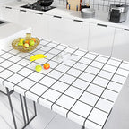 White Peel & Stick Tile Mirror Plastic Grid Wallpaper for Kitchen and Bathroom