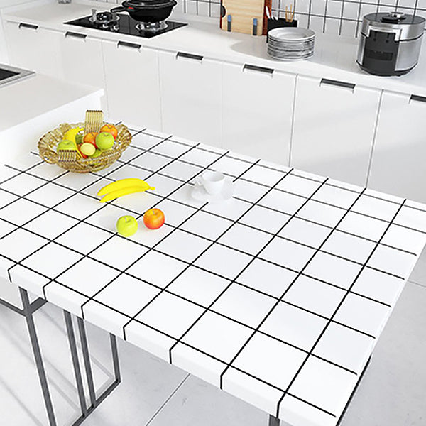 White Peel & Stick Tile Mirror Plastic Grid Wallpaper for Kitchen and Bathroom
