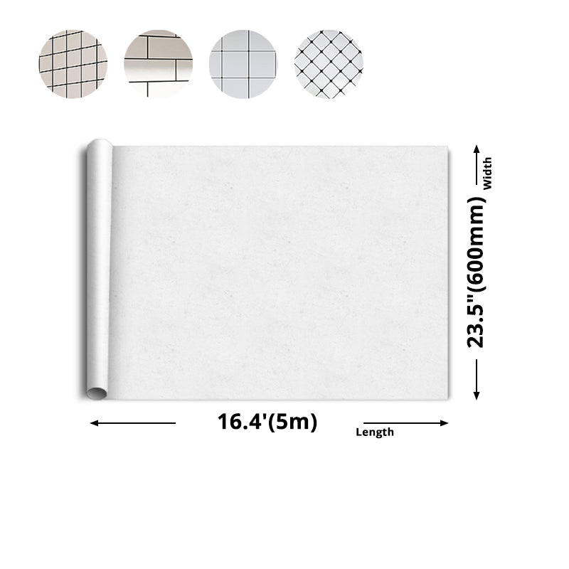 White Peel & Stick Tile Mirror Plastic Grid Wallpaper for Kitchen and Bathroom