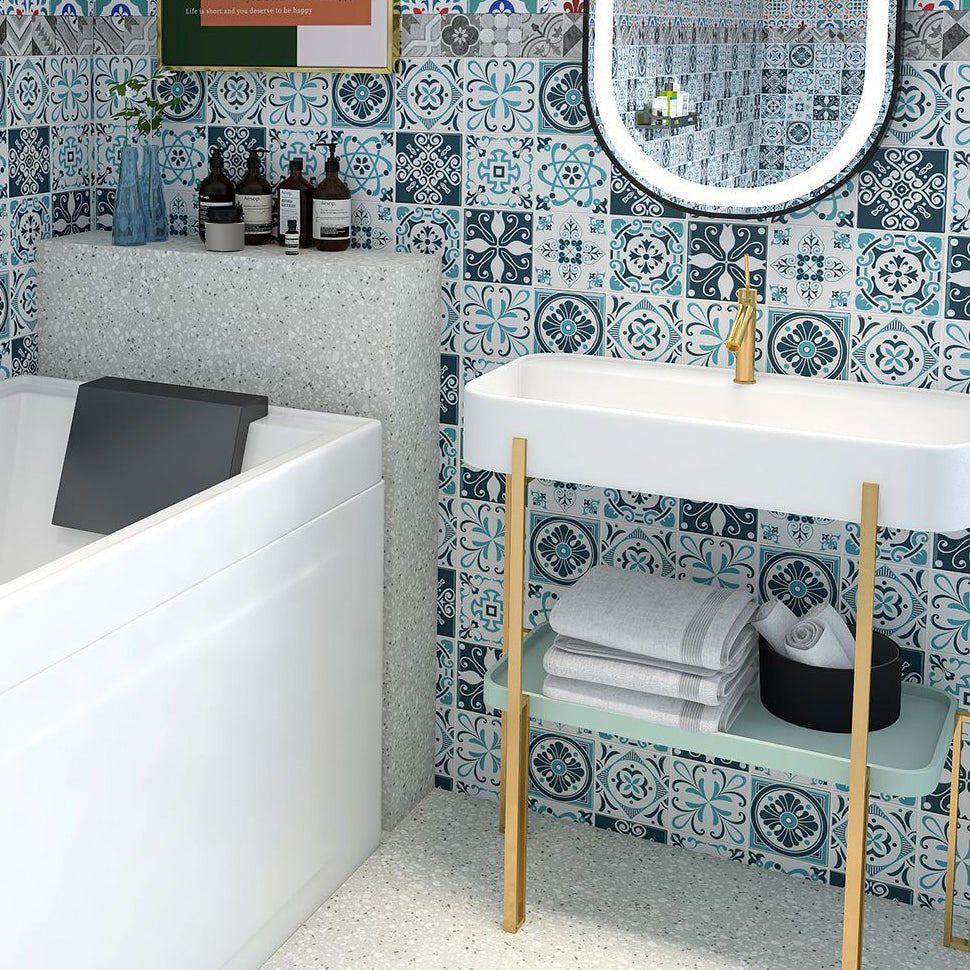Plastic Peel & Stick Tile Square Stain Resistant Wallpaper for Back Wall
