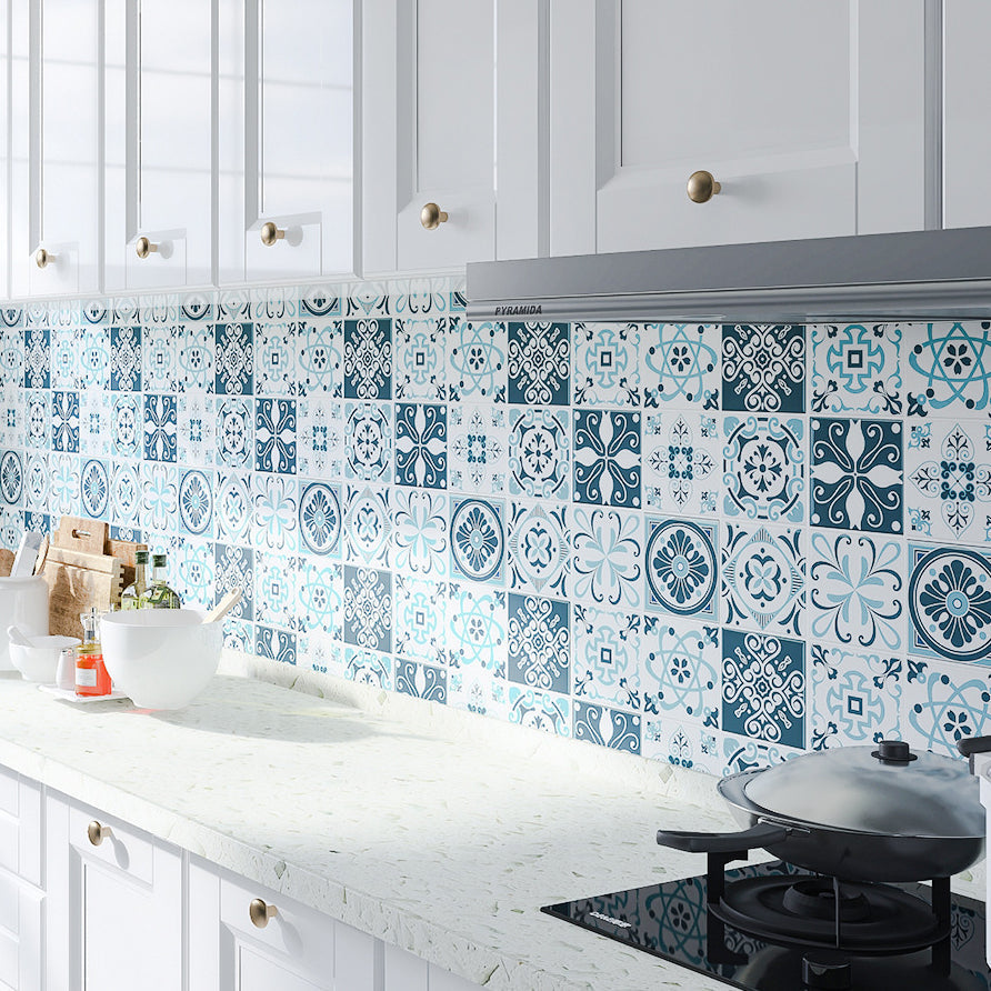 Plastic Peel & Stick Tile Square Stain Resistant Wallpaper for Back Wall