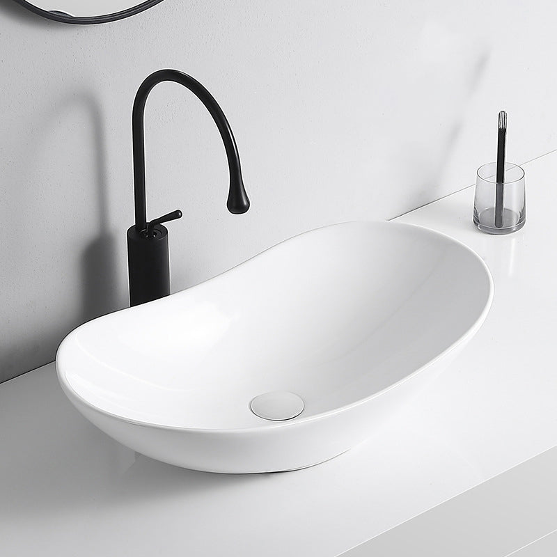Modern Vessel Sink Porcelain Rectangular Vessel Sink (Not Including Faucet)