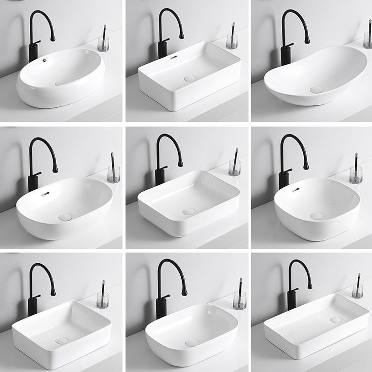 Modern Vessel Sink Porcelain Rectangular Vessel Sink (Not Including Faucet)