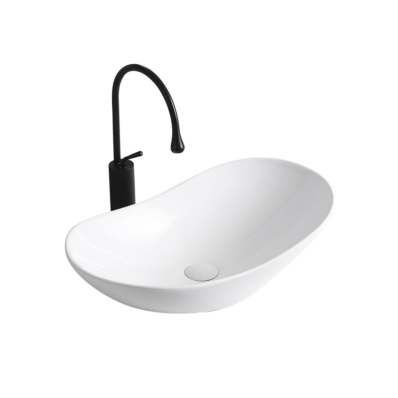 Modern Vessel Sink Porcelain Rectangular Vessel Sink (Not Including Faucet)