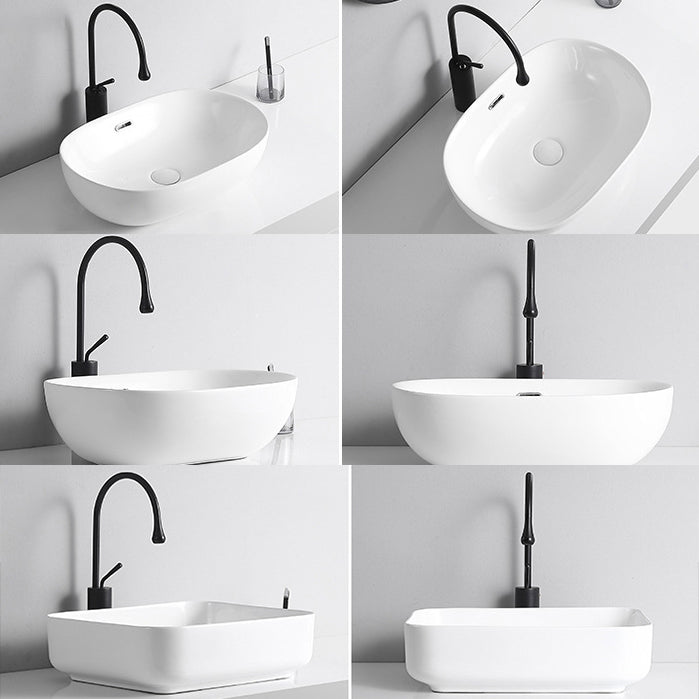 Modern Vessel Sink Porcelain Rectangular Vessel Sink (Not Including Faucet)