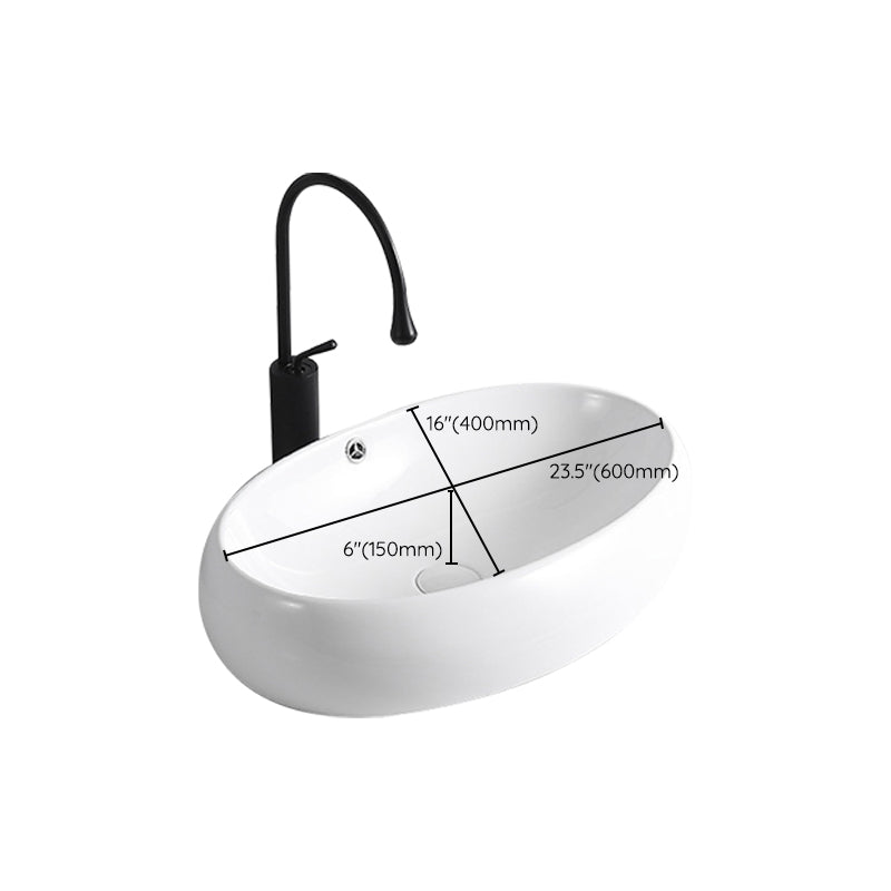 Modern Vessel Sink Porcelain Rectangular Vessel Sink (Not Including Faucet)