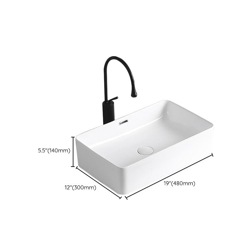 Modern Vessel Sink Porcelain Rectangular Vessel Sink (Not Including Faucet)