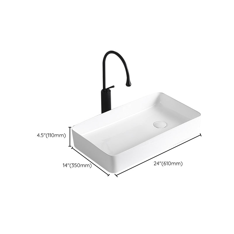Modern Vessel Sink Porcelain Rectangular Vessel Sink (Not Including Faucet)