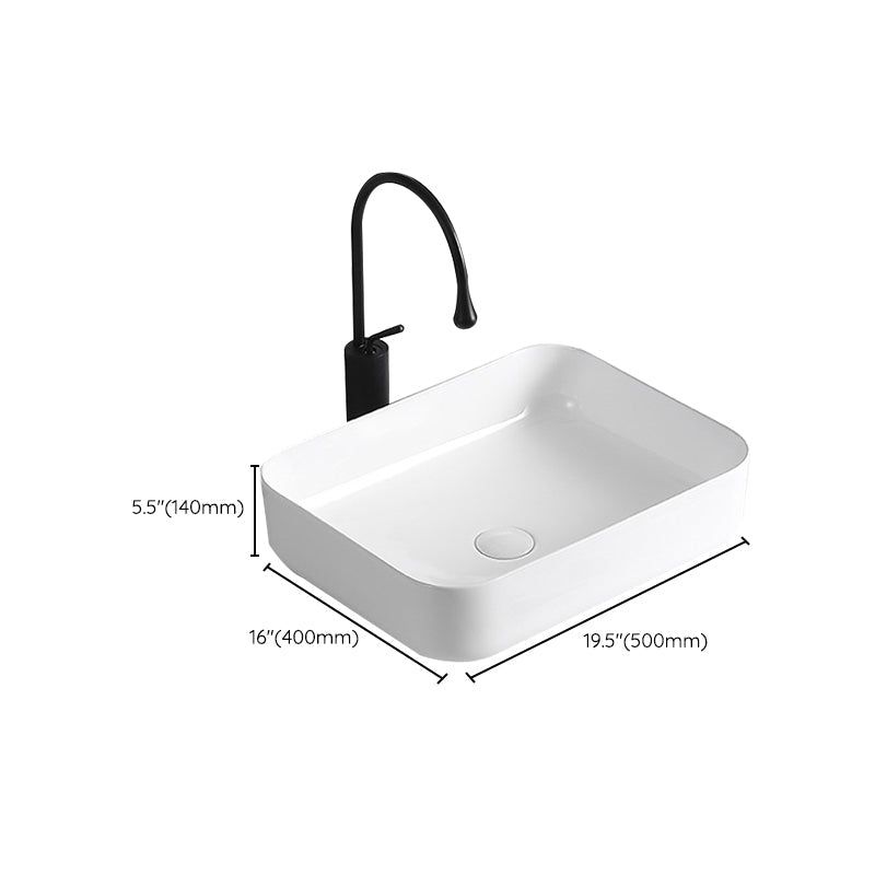 Modern Vessel Sink Porcelain Rectangular Vessel Sink (Not Including Faucet)