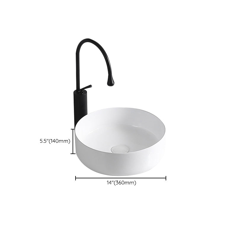 Modern Vessel Sink Porcelain Rectangular Vessel Sink (Not Including Faucet)