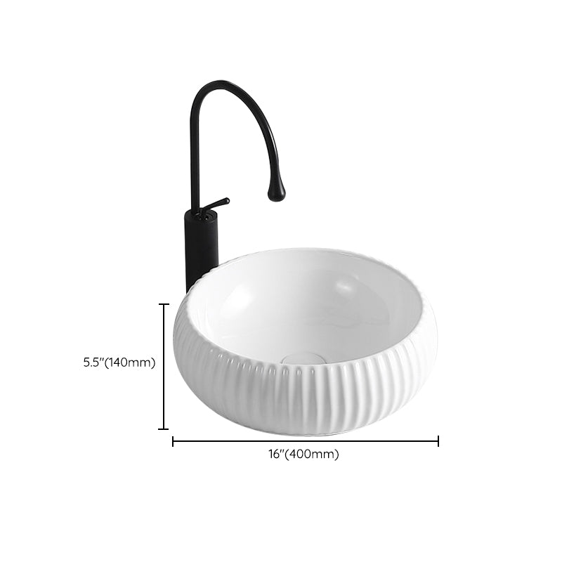 Modern Vessel Sink Porcelain Rectangular Vessel Sink (Not Including Faucet)