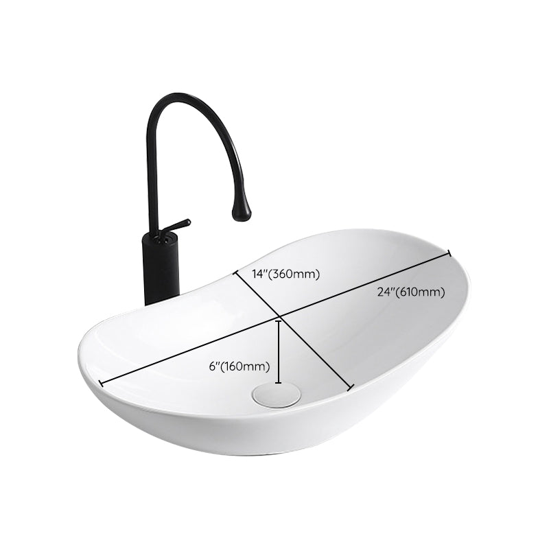 Modern Vessel Sink Porcelain Rectangular Vessel Sink (Not Including Faucet)