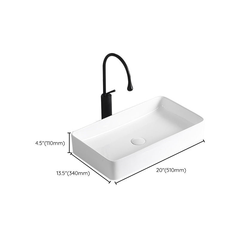 Modern Vessel Sink Porcelain Rectangular Vessel Sink (Not Including Faucet)
