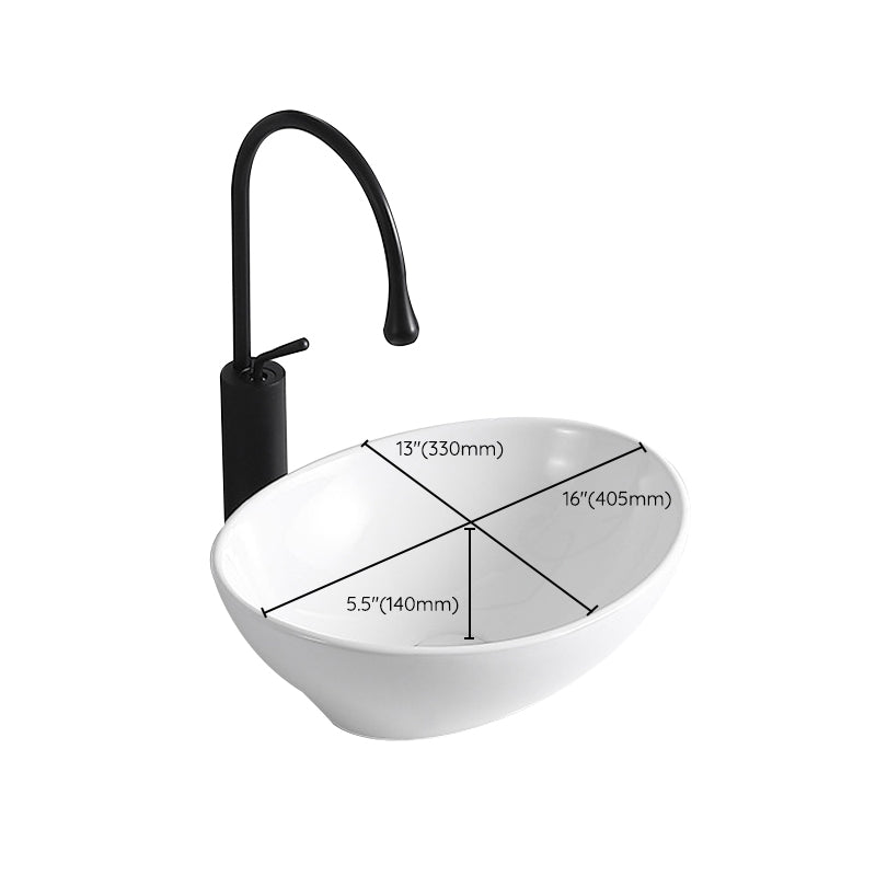 Modern Vessel Sink Porcelain Rectangular Vessel Sink (Not Including Faucet)