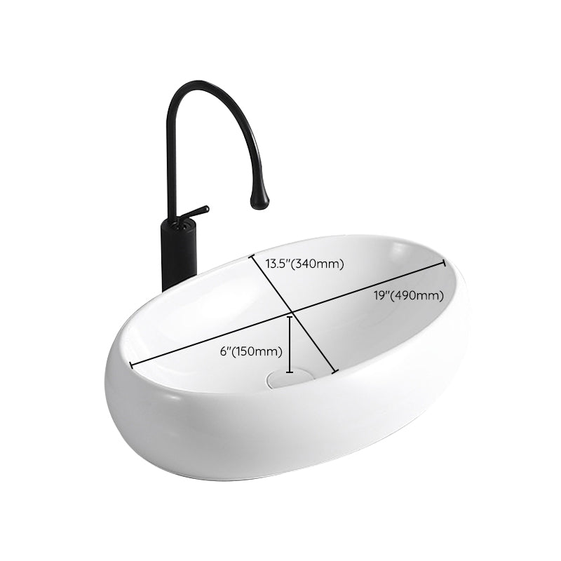Modern Vessel Sink Porcelain Rectangular Vessel Sink (Not Including Faucet)