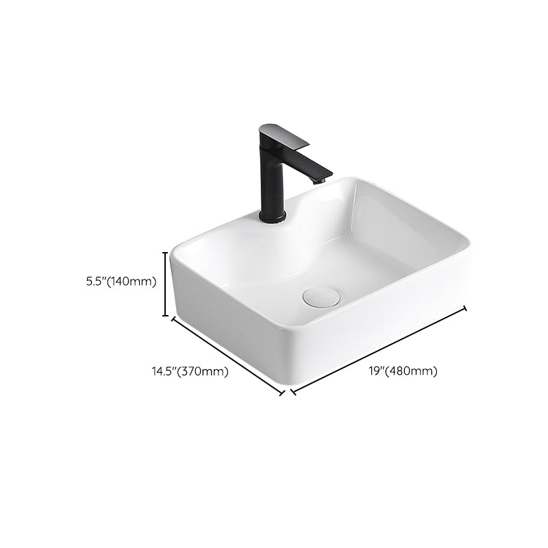 Modern Vessel Sink Porcelain Rectangular Vessel Sink (Not Including Faucet)