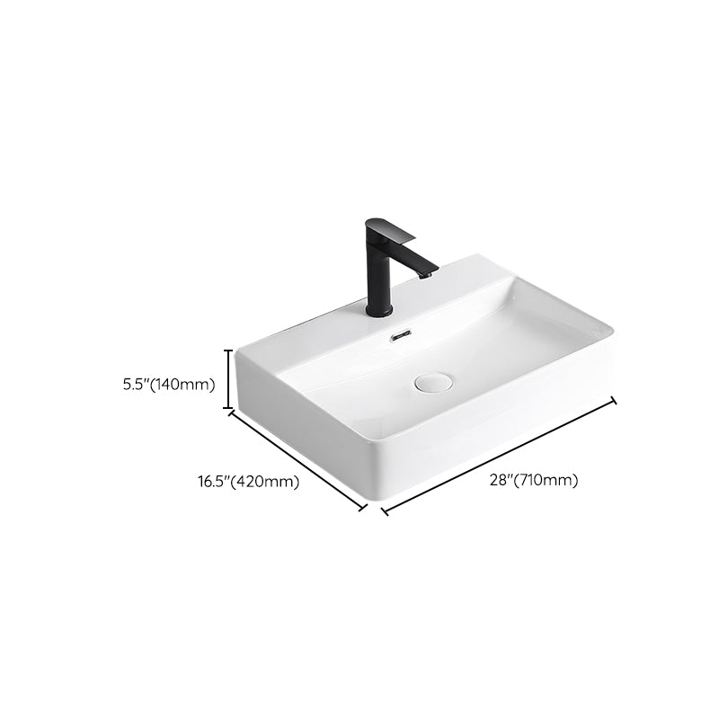 Modern Vessel Sink Porcelain Rectangular Vessel Sink (Not Including Faucet)