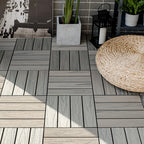 Square Patio Tiles Interlocking Striped Pattern Deck Board