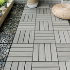 Square Patio Tiles Interlocking Striped Pattern Deck Board