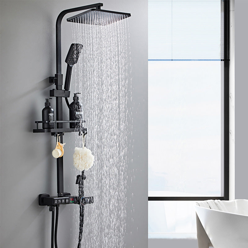 Modern Style Brass Shower System Adjustable Spray Pattern Wall Mounted Shower Combination