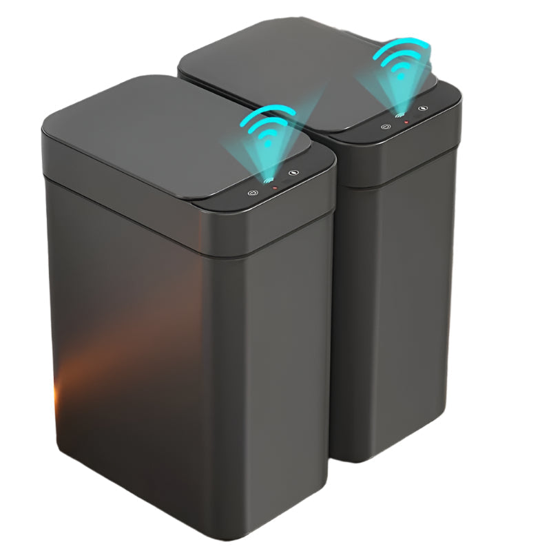 Set of 2 Smart Sensor Trash Cans – Touchless and Compact (Black)