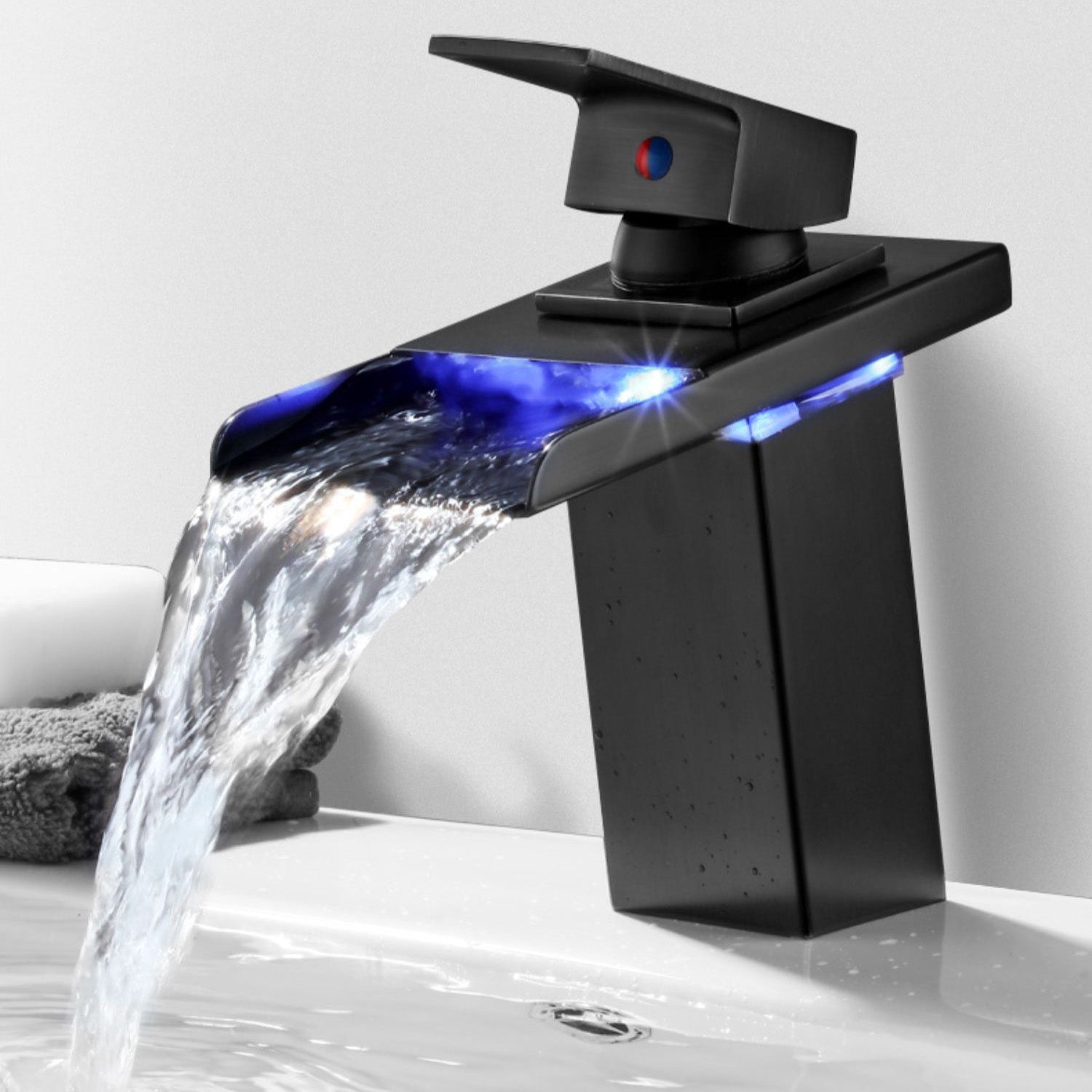 Basin Waterfall Outlet Single Lever Tap with LED Light