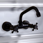 Black Wall-Mounted Bathroom Faucet American Classic Widespread Sink Faucet