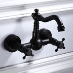Black Wall-Mounted Bathroom Faucet American Classic Widespread Sink Faucet