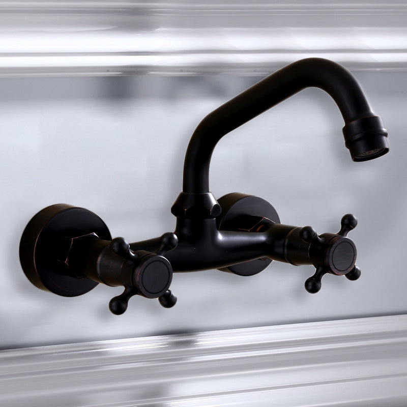 Black Wall-Mounted Bathroom Faucet American Classic Widespread Sink Faucet