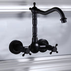 Black Wall-Mounted Bathroom Faucet American Classic Widespread Sink Faucet