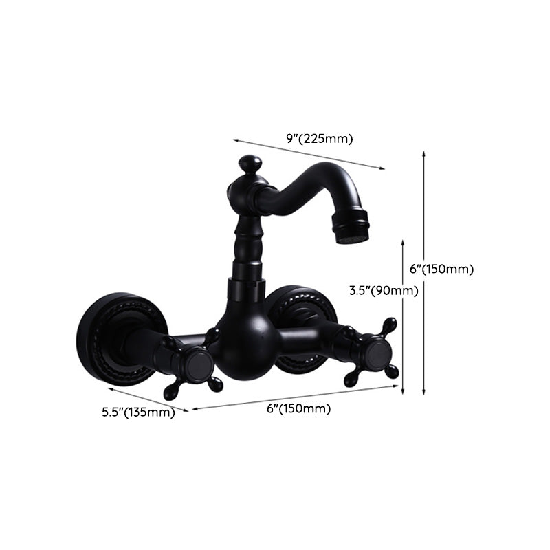 Black Wall-Mounted Bathroom Faucet American Classic Widespread Sink Faucet