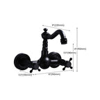 Black Wall-Mounted Bathroom Faucet American Classic Widespread Sink Faucet